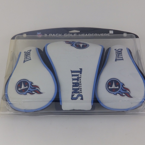 NFL 3 Pack Gold Headcovers Tennessee Titans NIB Vintage early 2000's - Picture 3 of 3